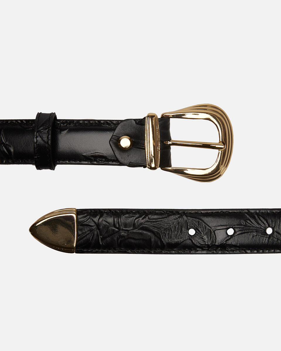 Mimì belt 30 mm metal tip Nero  - Cinture Donna - Cinture - Cuoieria Fiorentina
