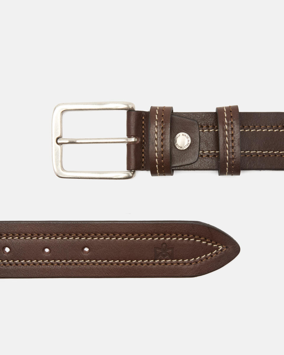 Casual belt Dark brown  - Men Belts - Belts - Cuoieria Fiorentina