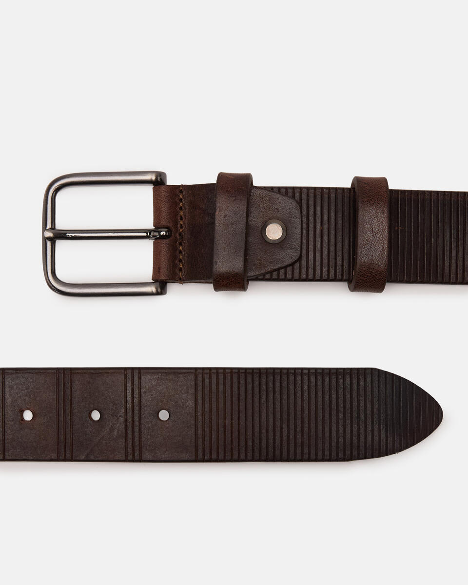 Pattern Belt Dark brown  - Men Belts - Belts - Cuoieria Fiorentina