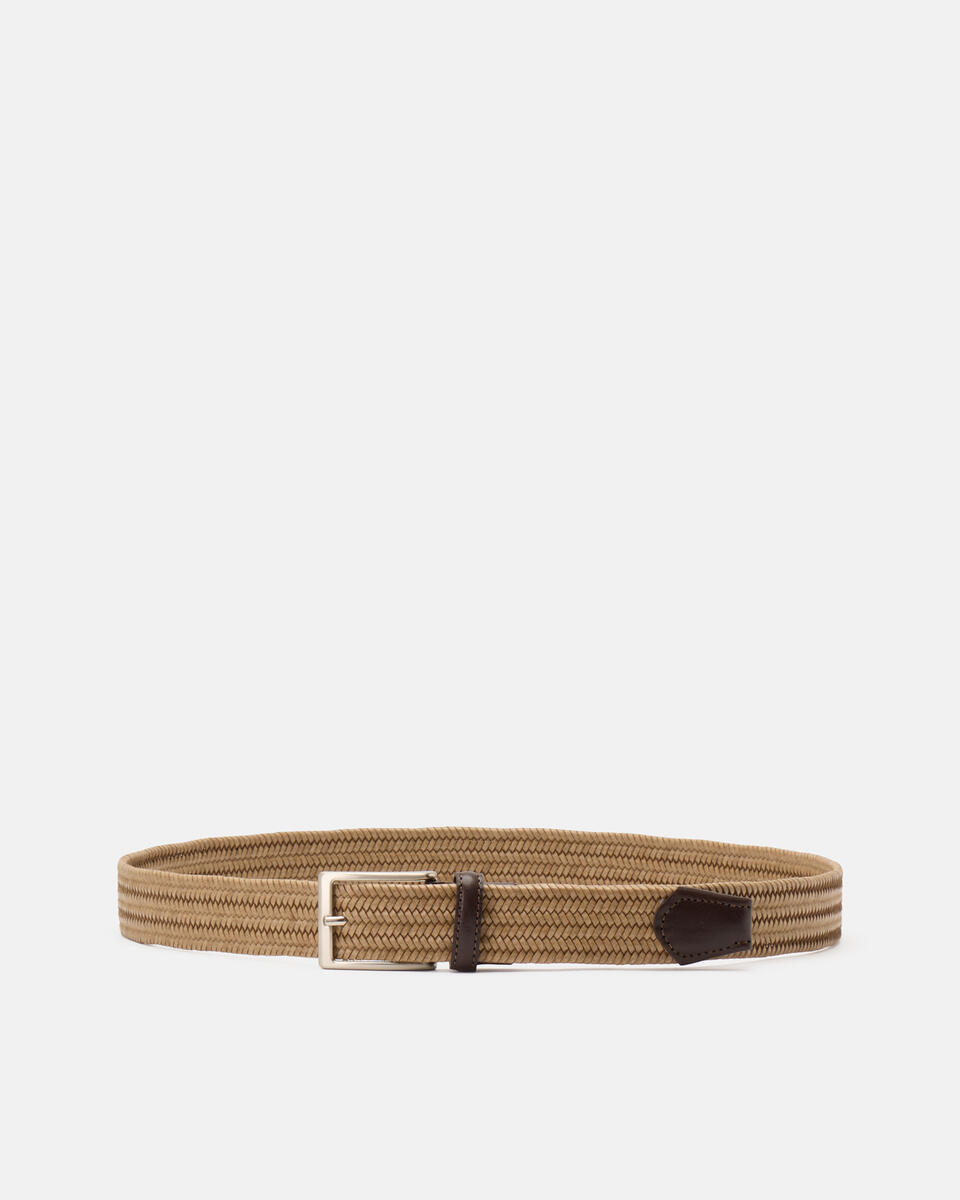 ELASTICIZED BELT Taupe  - Men Belts - Belts - Cuoieria Fiorentina