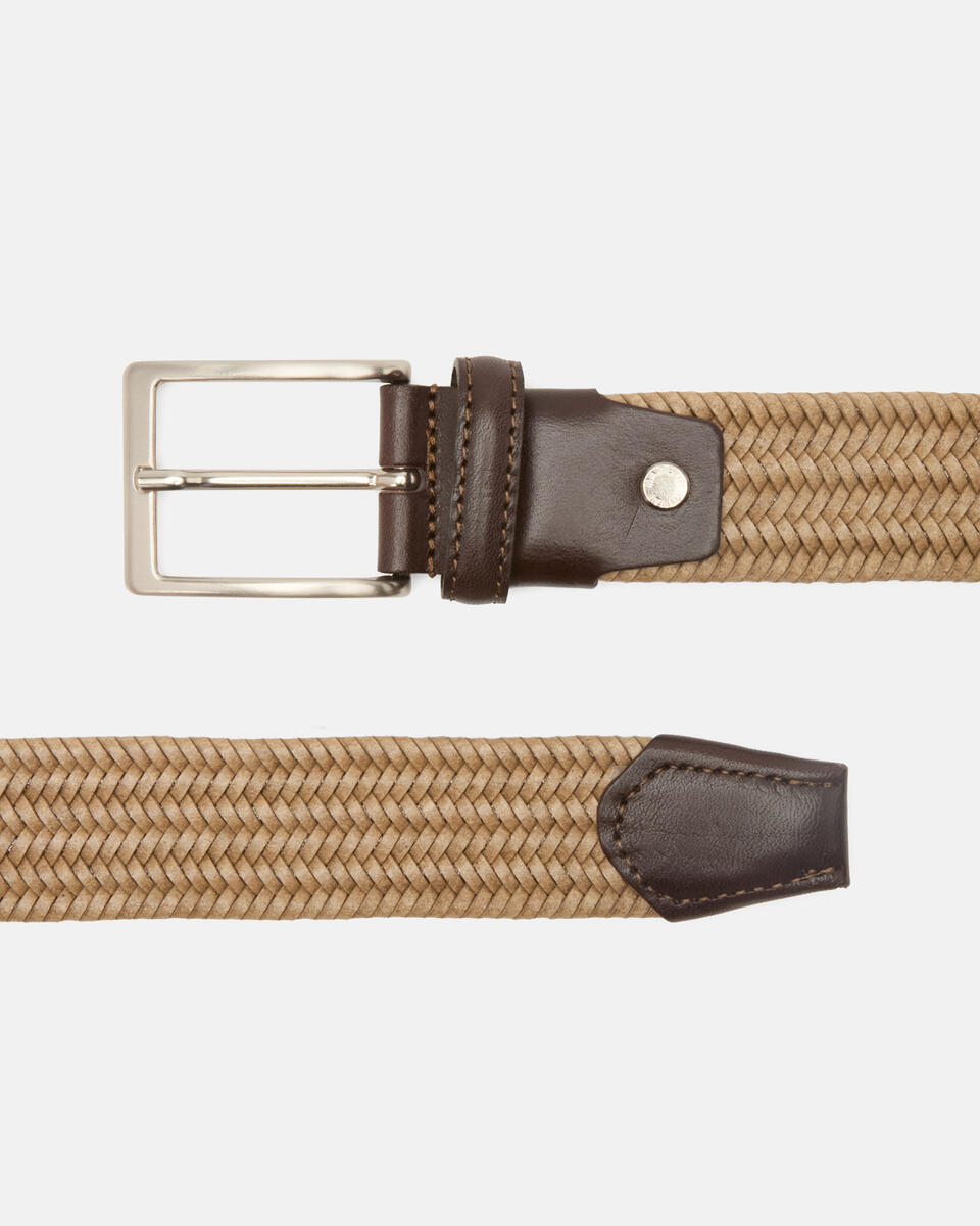 ELASTICIZED BELT Taupe  - Men Belts - Belts - Cuoieria Fiorentina