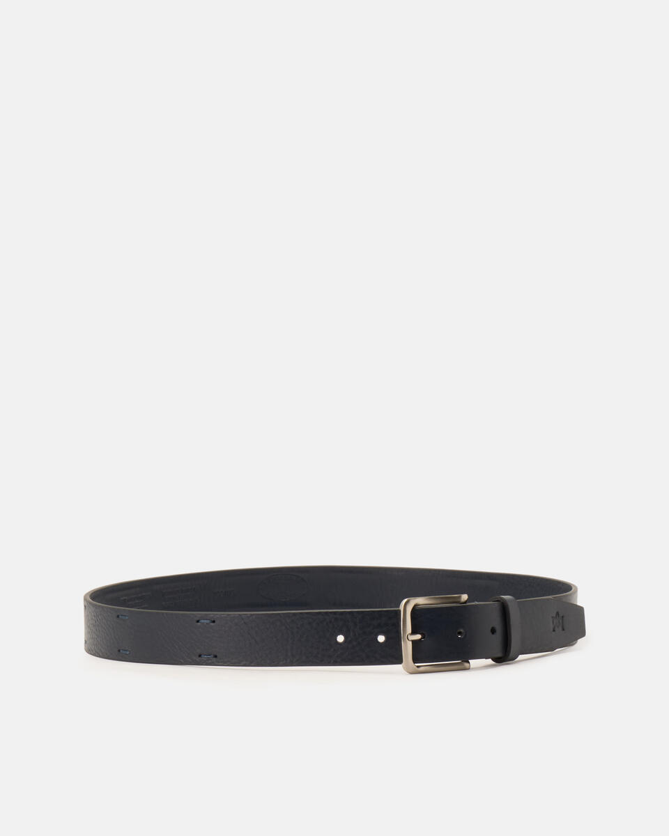 Belt with woven details Blue  - Men Belts - Belts - Cuoieria Fiorentina