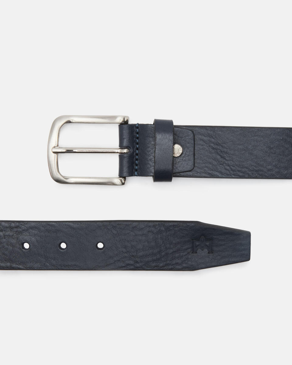 Belt with woven details Blue  - Men Belts - Belts - Cuoieria Fiorentina