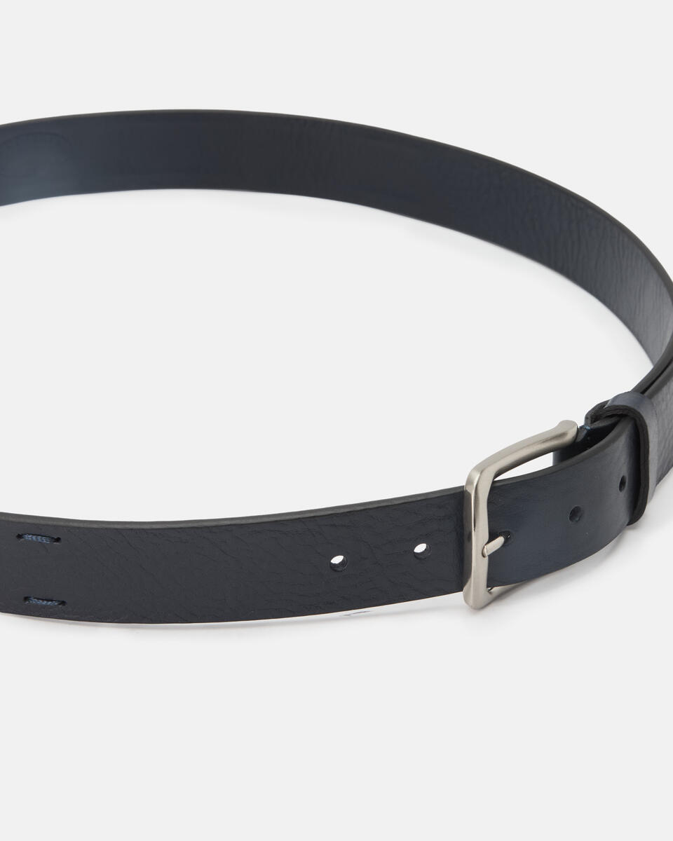 Belt with woven details Blue  - Men Belts - Belts - Cuoieria Fiorentina