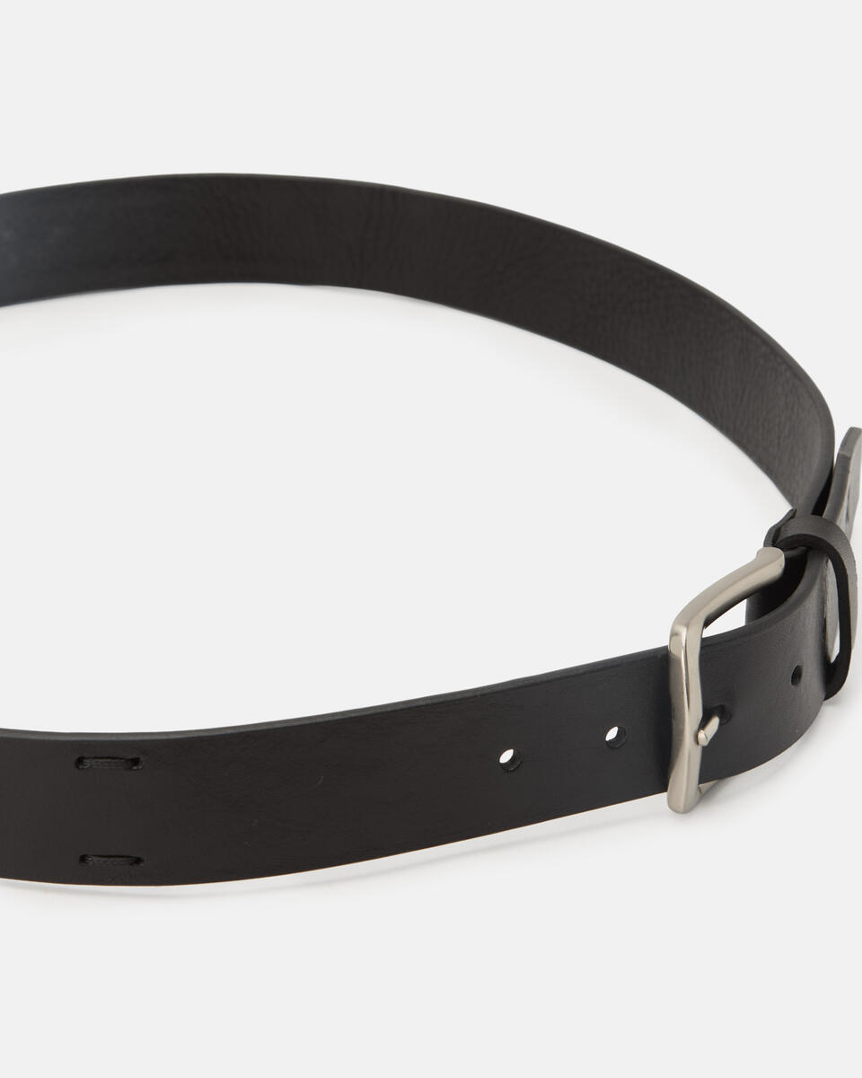 Belt with woven details Black  - Men Belts - Belts - Cuoieria Fiorentina