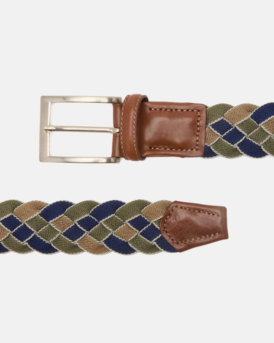 Braided belt Blue green  - Men Belts - Belts - Cuoieria Fiorentina