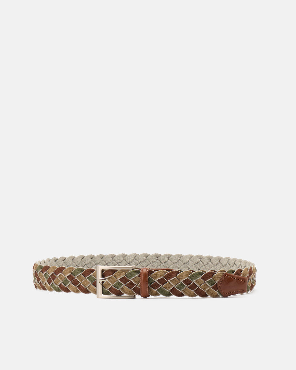 Braided belt Taupedarkbrown  - Men Belts - Belts - Cuoieria Fiorentina