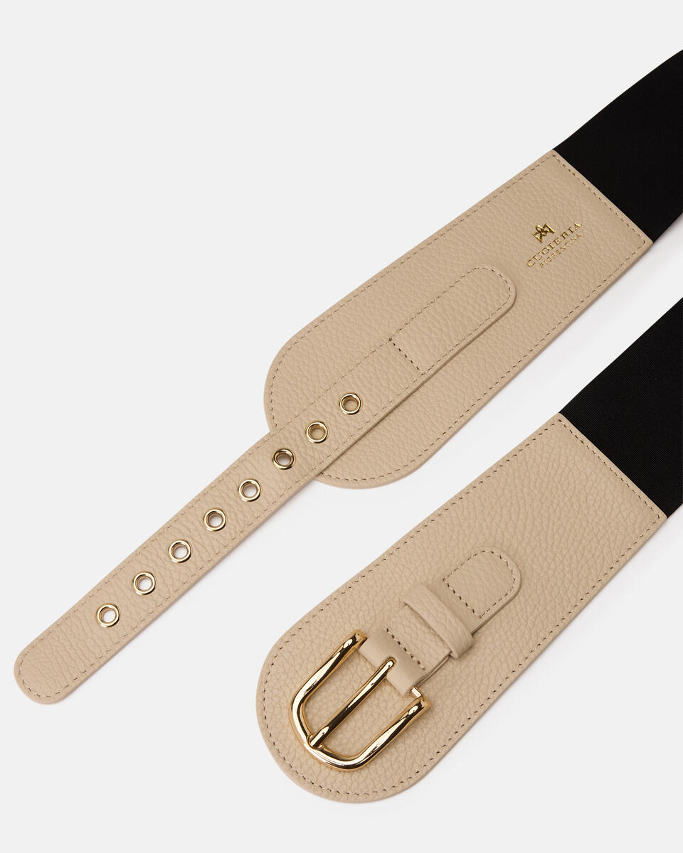 ELASTICATED WAISTBAND Prosecco  - Women's Belts - Belts - Cuoieria Fiorentina