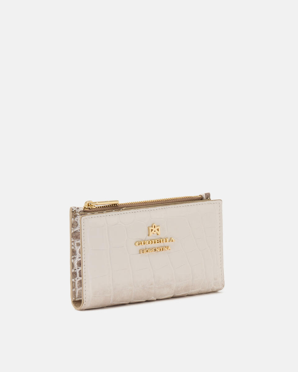 Portacarte di credito con portamonete Avorio  - Portafogli Donna - Portafogli - Cuoieria Fiorentina