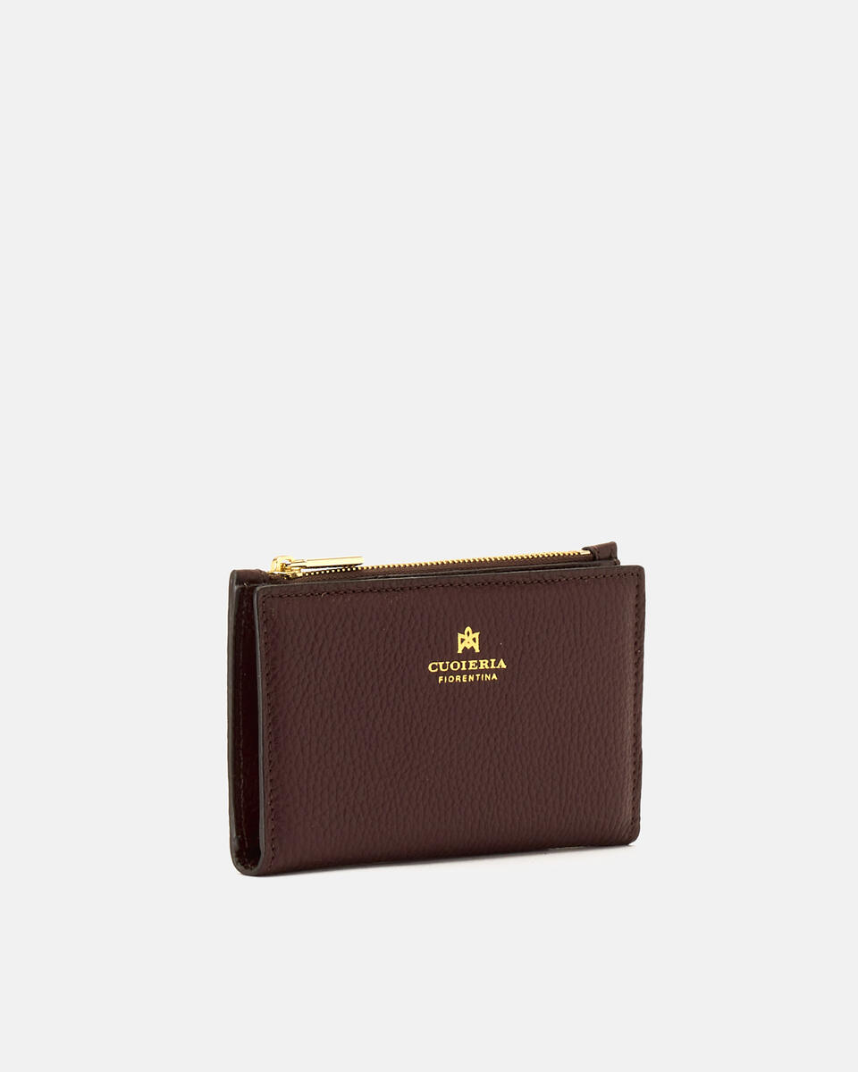 Velvet Portacarte di credito conportamonete Coffee  - Portafogli Donna - Portafogli Donna - Portafogli - Cuoieria Fiorentina