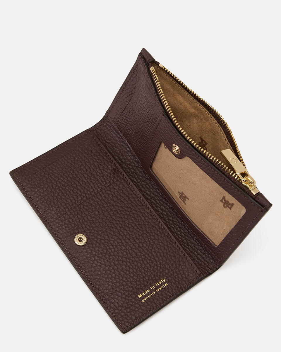 Velvet Portacarte di credito conportamonete Coffee  - Portafogli Donna - Portafogli Donna - Portafogli - Cuoieria Fiorentina