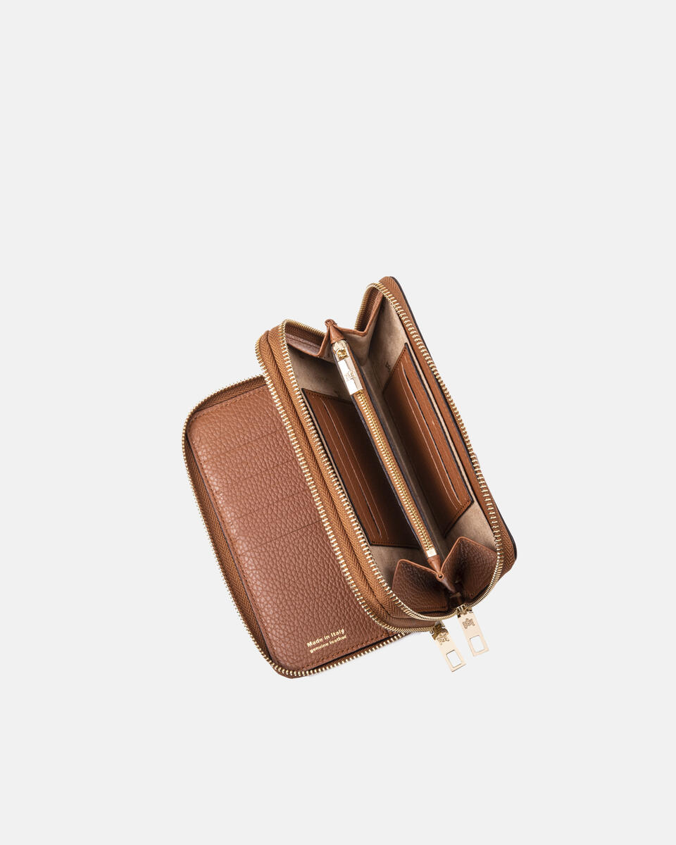 Double zip around wallet Caramel  - Women's Wallets - Women's Wallets - Wallets - Cuoieria Fiorentina