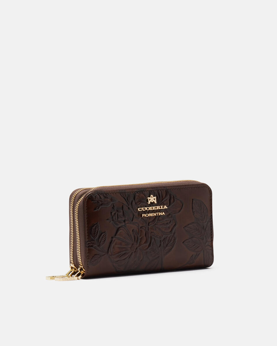 Double zip around wallet Mahogany  - Women's Wallets - Women's Wallets - Wallets - Cuoieria Fiorentina