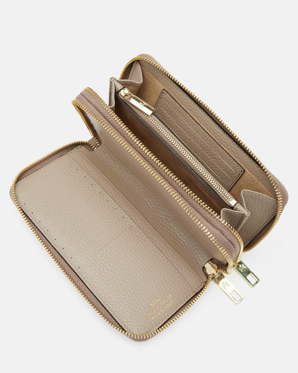 Double zip around wallet Taupe  - Women's Wallets - Women's Wallets - Wallets - Cuoieria Fiorentina