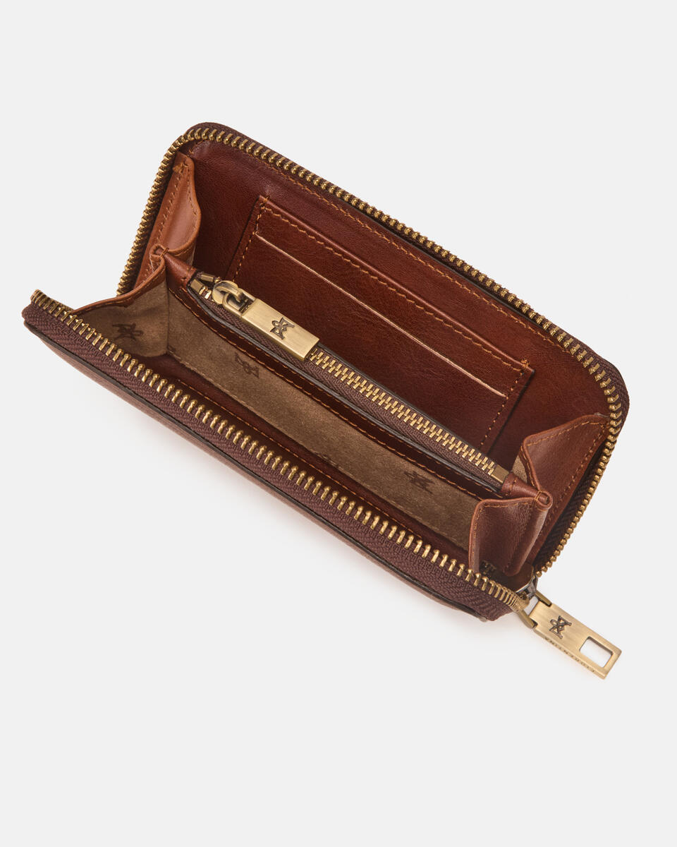 MINI ZIP AROUND WALLET Brown  - Women's Wallets - Women's Wallets - Wallets - Cuoieria Fiorentina
