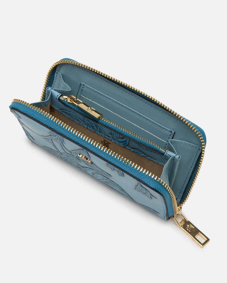 MINI ZIP AROUND WALLET Light blue  - Women's Wallets - Women's Wallets - Wallets - Cuoieria Fiorentina