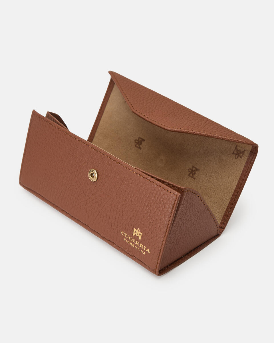 FOLDABLE GLASSES CASE Caramel  - Travel Accessories - Travel Bags - Cuoieria Fiorentina