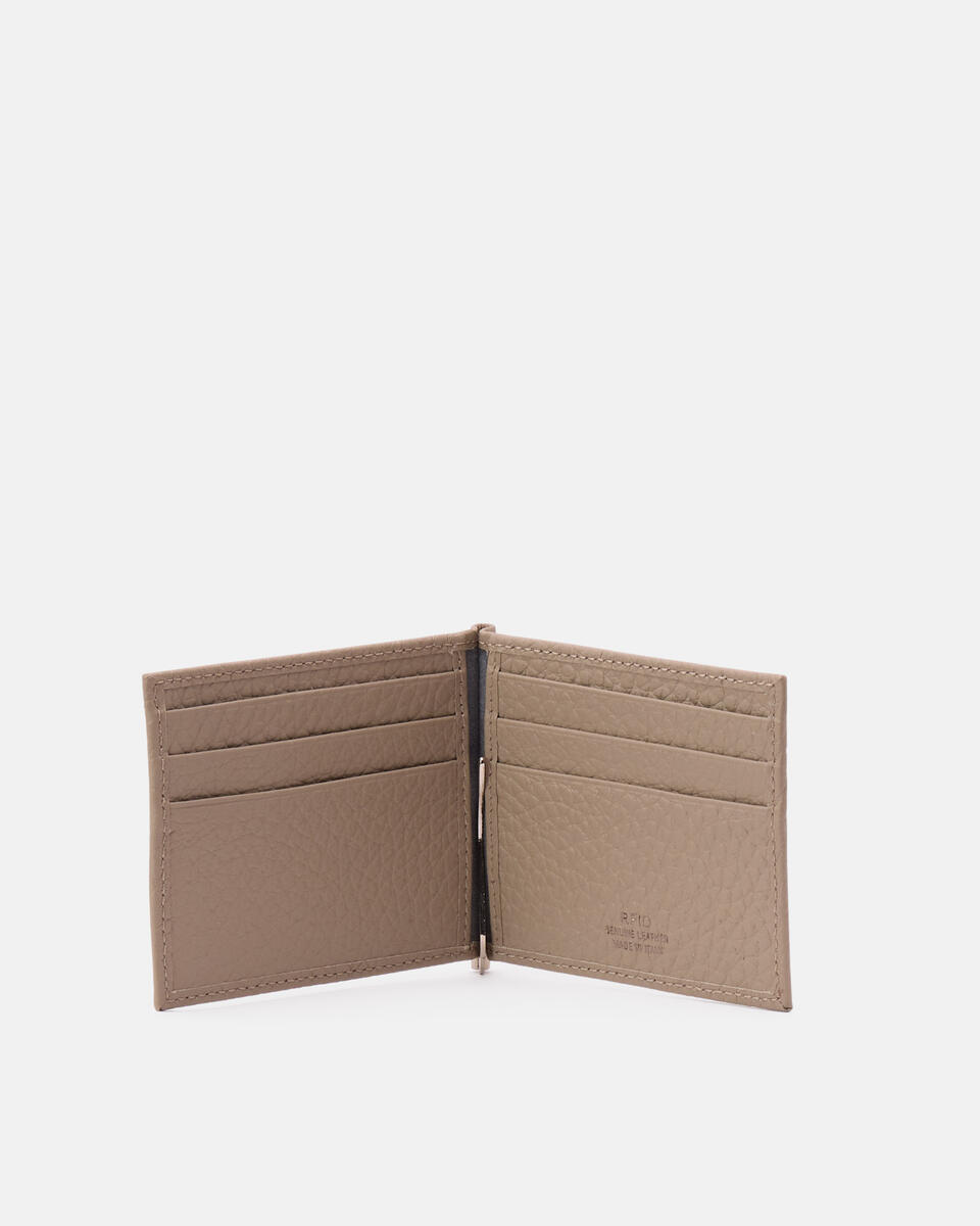 WALLET WITH MONEY CLIP Taupe  - Women's Wallets - Men's Wallets - Wallets - Cuoieria Fiorentina
